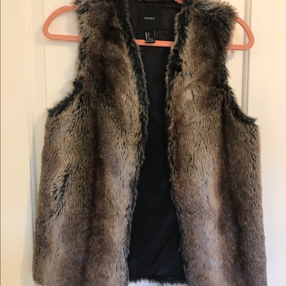 F21 faux fur vest